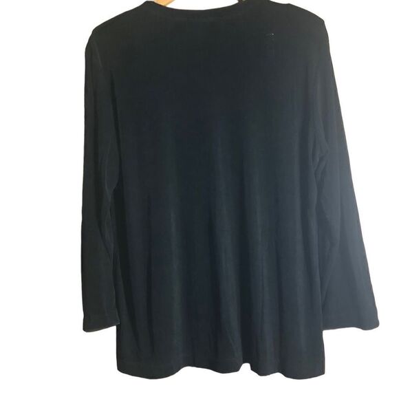 Chico’s Travelers Slinky Long Sleeve Button Front With Contrasting Trim Blouse - Picture 6 of 6